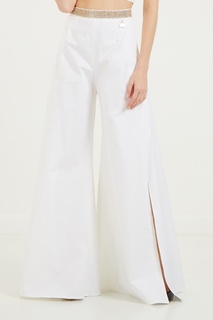 Белые брюки с золотистым поясом Elisabetta Franchi