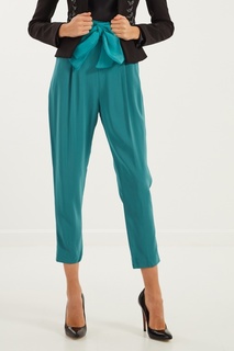 Бирюзовые брюки с бантом Elisabetta Franchi