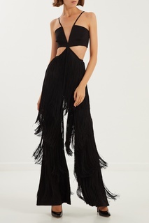 Черный комбинезон с сетчатыми вставками Elisabetta Franchi