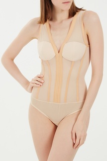 Бежевое женское боди Elisabetta Franchi