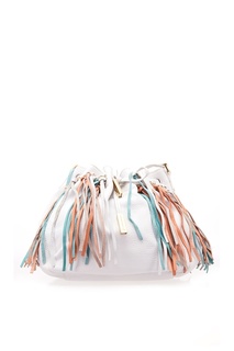 Белая сумка с цветной бахромой Elisabetta Franchi
