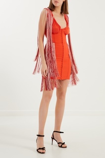 Красное платье с бахромой Elisabetta Franchi
