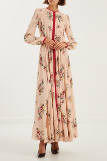 Бежевое платье с цветочным принтом Elisabetta Franchi