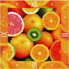 Алмазная вышивка Color KIT "Алмазные часы" Фруктовый калейдоскоп, 30х30 см