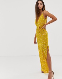 Платье с цветочным принтом и разрезом Ax Paris - Желтый