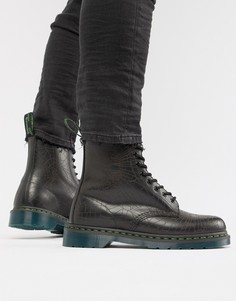 Черные ботинки с отделкой в виде черепа и 8 парами люверсов Dr Martens 1460 - Черный