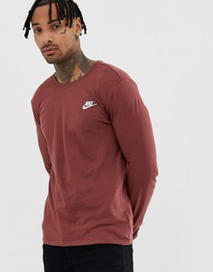 Красный лонгслив Nike Club AQ7141-236 - Красный