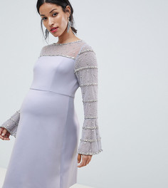Платье мини с отделкой на рукавах ASOS DESIGN Maternity - Серый