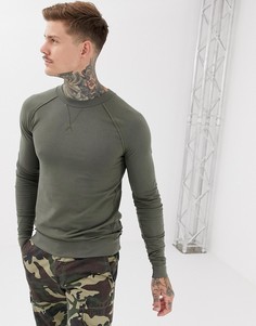 Обтягивающий свитшот цвета хаки с необработанным краем ASOS DESIGN - Зеленый