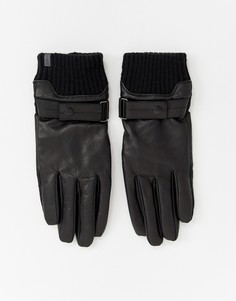 Черные строгие кожаные перчатки Esprit - Черный