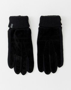 Черные замшевые перчатки с вязаными вставками Esprit - Черный
