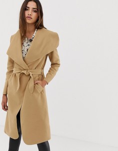 Oversize-пальто с поясом AX Paris - Коричневый