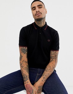 Черное поло с двойным кантом Fred Perry - Черный