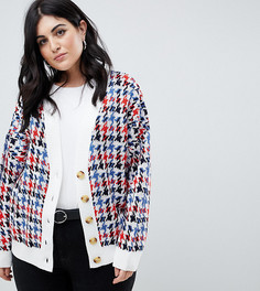Кардиган с ярким узором гусиная лапка ASOS DESIGN Curve - Мульти