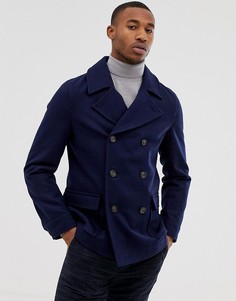 Пальто-бушлат из премиум-ткани с добавлением шерсти Harry Brown - Темно-синий