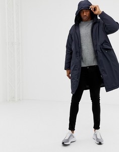 Темно-синяя парка с капюшоном и асимметричным краем ASOS DESIGN - Темно-синий