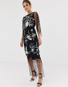 Платье миди с вышивкой и бахромой ASOS EDITION - Розовый