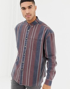 Свободная джинсовая рубашка в полоску в стиле 90-х ASOS DESIGN - Красный