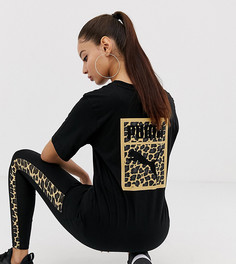 Oversize-футболка с гепардовым принтом и логотипом Puma - Черный