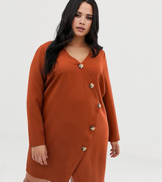 Асимметричное свободное платье мини с пуговицами ASOS DESIGN Curve - Красный