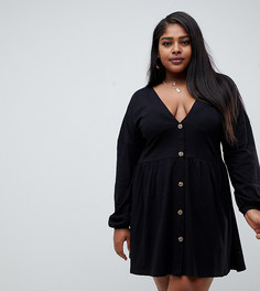 Свободное платье с длинными рукавами ASOS DESIGN Curve - Черный
