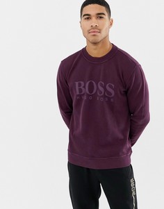 Фиолетовый свитшот с круглым вырезом и крупным логотипом BOSS - Фиолетовый