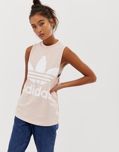 Розовый топ с логотипом-трилистником adidas Originals - Розовый