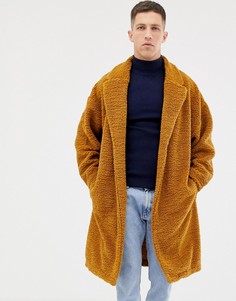 Коричневое oversize-пальто из искусственного меха ASOS DESIGN - Коричневый