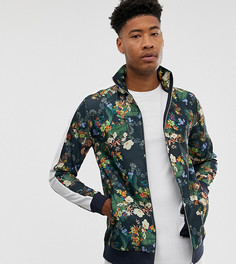 Спортивная куртка с цветочным принтом и полосой по бокам ASOS DESIGN Тall - Черный
