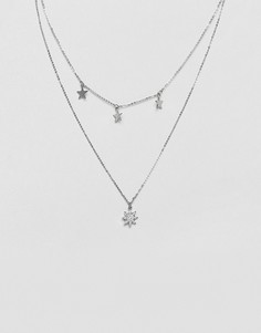 Ожерелье в несколько рядов со звездами Nylon - Серебряный