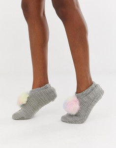 Разноцветные носки-слиперы с помпонами New Look - Серый