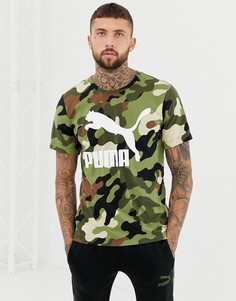 Зеленая футболка с камуфляжным принтом Puma - Зеленый