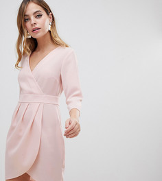 Платье мини с запахом на юбке ASOS DESIGN Petite - Розовый