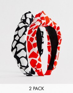 2 повязки на голову с декоративными узлами и принтом ASOS DESIGN - Мульти