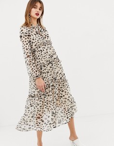 Платье макси на пуговицах с принтом далматинец ASOS DESIGN - Мульти