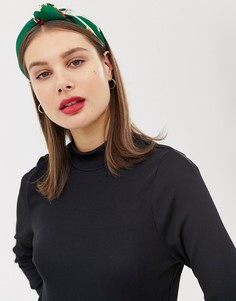 Зеленая повязка на голову с цветочным принтом ASOS DESIGN - Зеленый