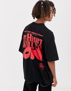 Черная oversize-футболка с принтом на спине Cheap Monday - Черный