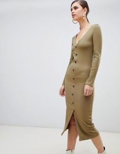 Платье миди цвета хаки с пуговицами River Island - Зеленый