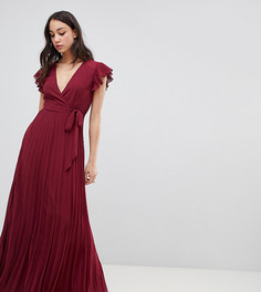 Плиссированное платье макси с рукавами клеш ASOS DESIGN TALL - Красный