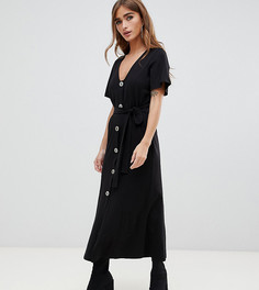 Чайное платье макси с пуговицами ASOS DESIGN Petite - Черный