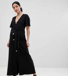 Чайное платье макси на пуговицах ASOS DESIGN Maternity - Черный