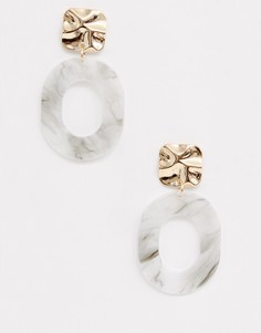 Серьги-кольца с серыми резиновыми и золотистыми элементами Reclaimed Vintage inspired - Золотой