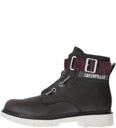 Демисезонные кожаные ботинки серого цвета Caterpillar