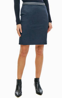 Синяя расклешенная юбка с карманами Comma