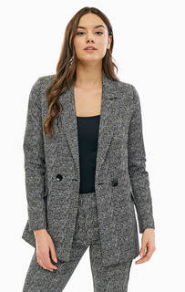 Серый двубортный пиджак с карманами Comma