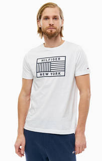Белая хлопковая футболка с короткими рукавами Tommy Hilfiger