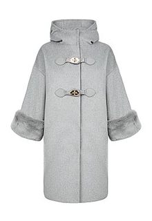 полушерстяное пальто с декором из меха кролика La Reine Blanche