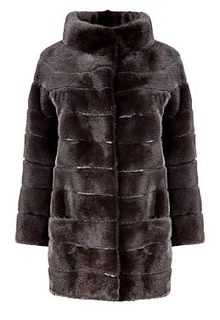 Шуба из аукционного меха норки KOPENHAGEN FUR с отделкой натуральной кожей Fellicci