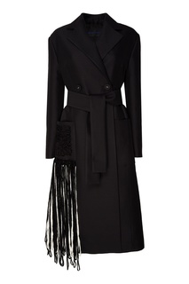 Черное пальто с бахромой Proenza Schouler