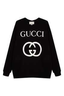 Черный свитшот с логотипом Gucci